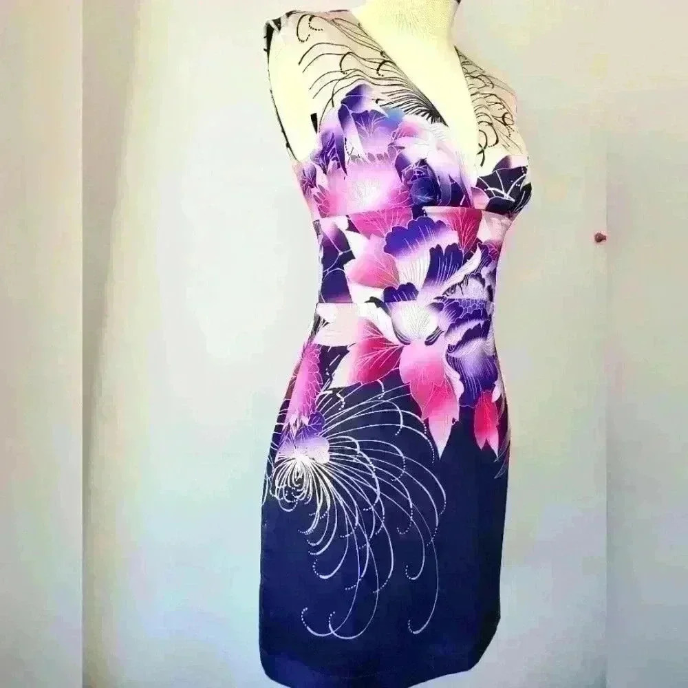 Marciano purple flowered  dress size 2 - Picture 2 of 13